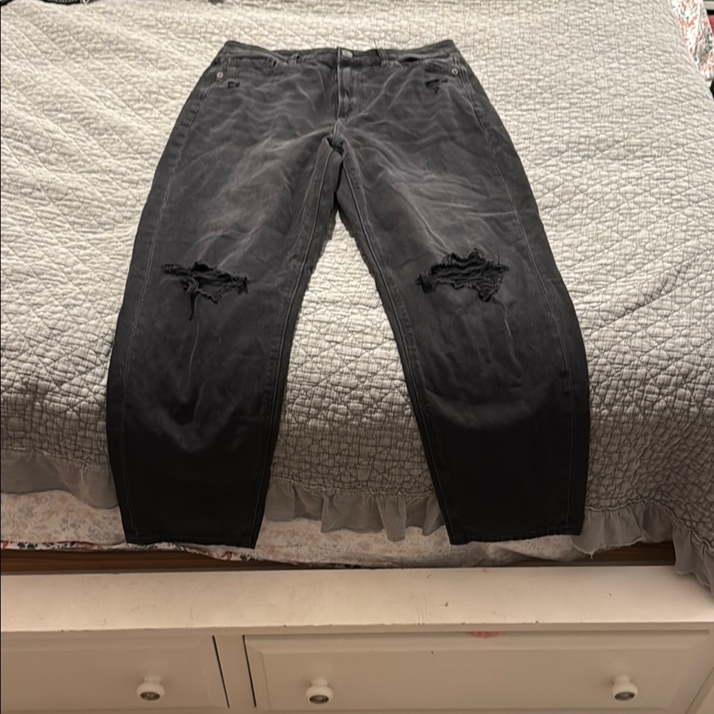 American Eagle Outfitters Black Relaxed Jeans with Distressed Details